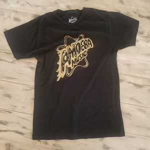 Amoeba Music Graphic T in Black and Gold